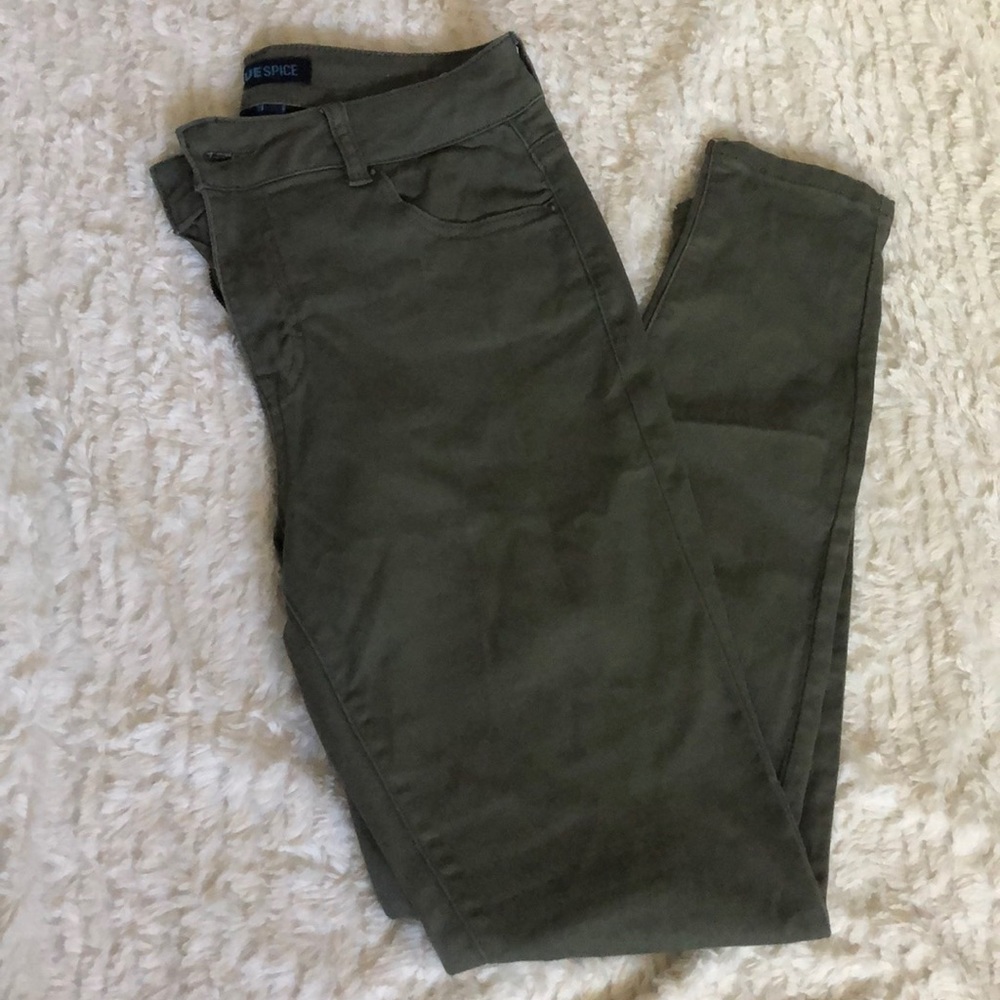 Army green skinny jeans. Size 9.